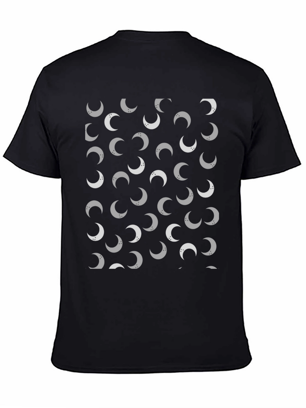 Lunar Crescent Moon Pattern Black T-Shirt