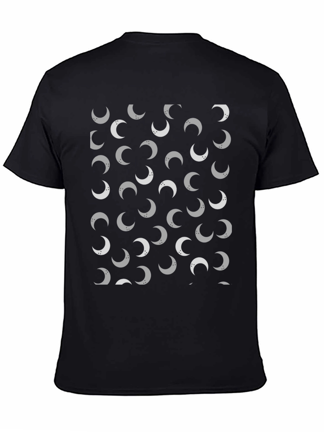 Lunar Crescent Moon Pattern Black T-Shirt
