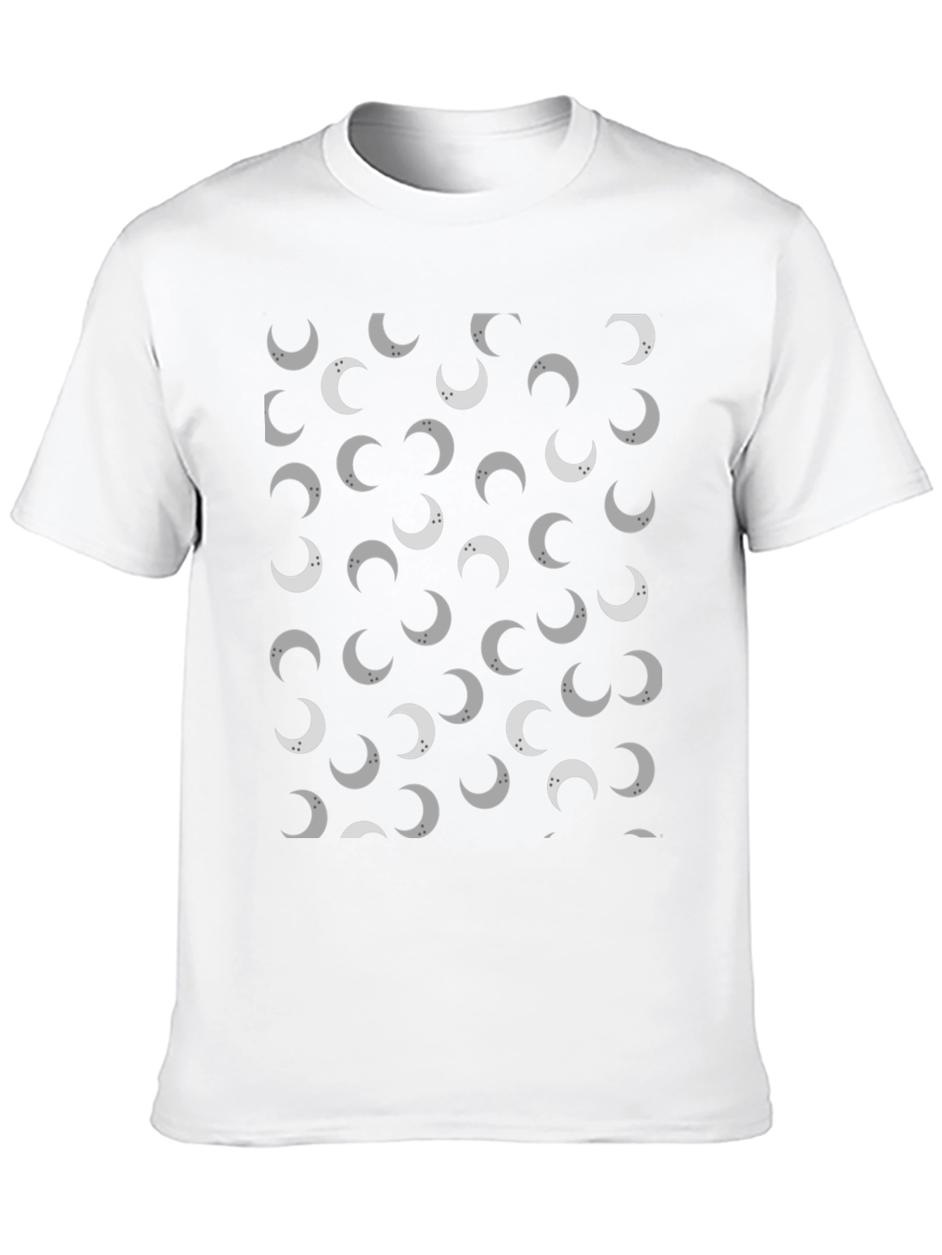 Lunar Crescent Moon Pattern Black T-Shirt