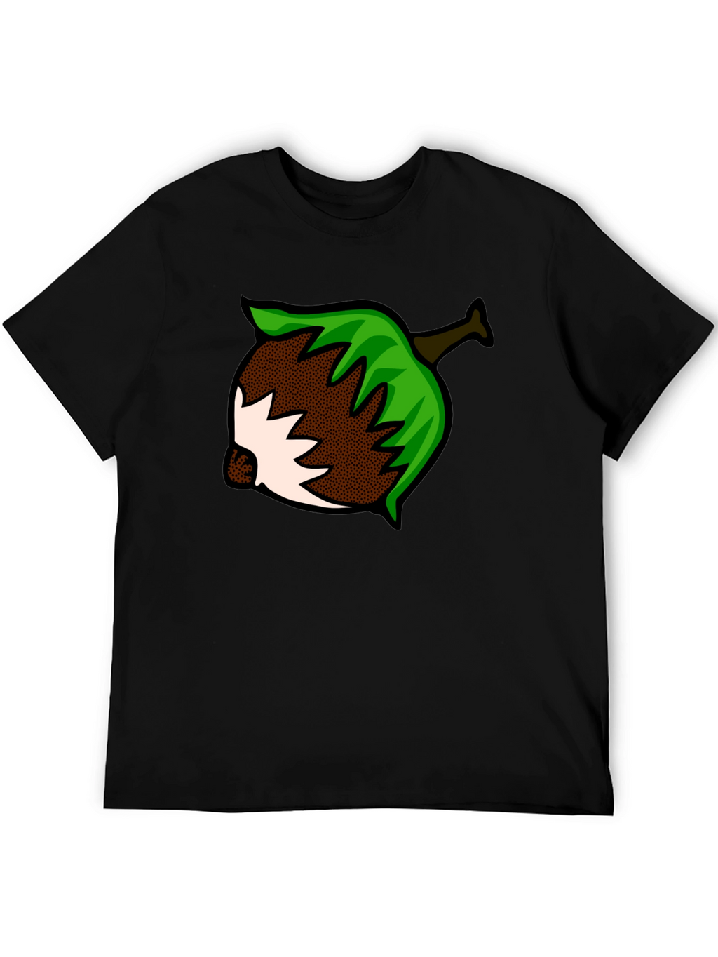 Nut Cartoon Graphic Print Black T-Shirt