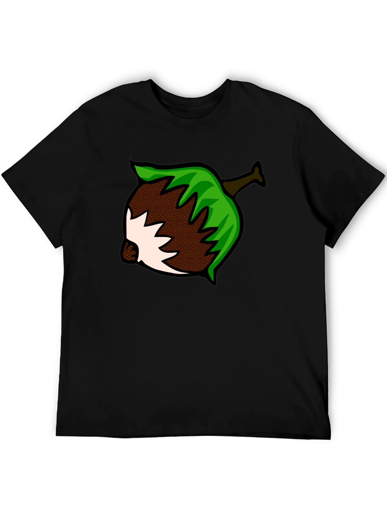 Nut Cartoon Graphic Print Black T-Shirt