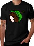Nut Cartoon Graphic Print Black T-Shirt