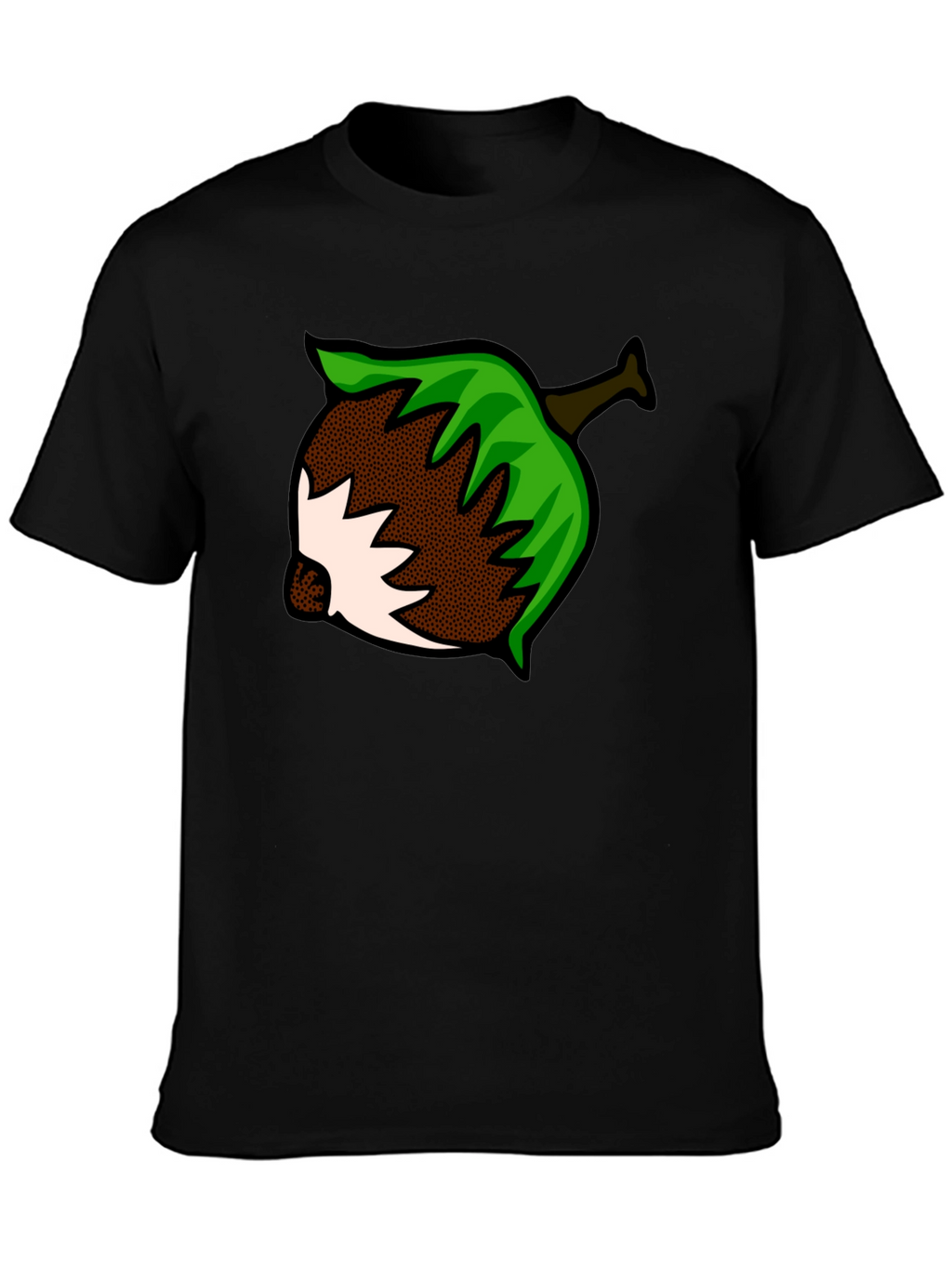 Nut Cartoon Graphic Print Black T-Shirt