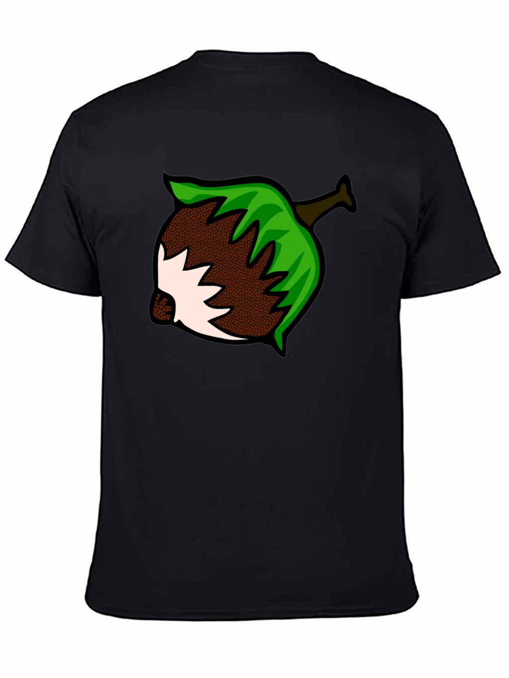 Nut Cartoon Graphic Print Black T-Shirt