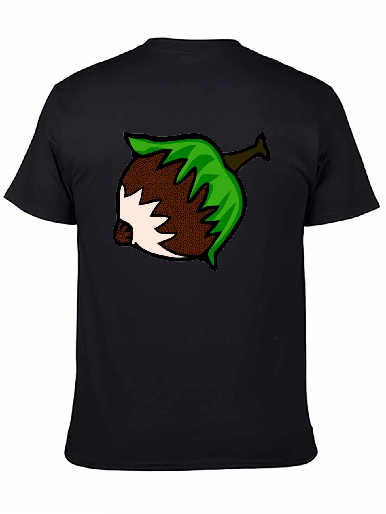 Nut Cartoon Graphic Print Black T-Shirt