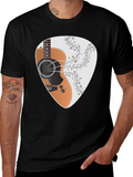 Guitar Music Note Graphic Black T-Shirt