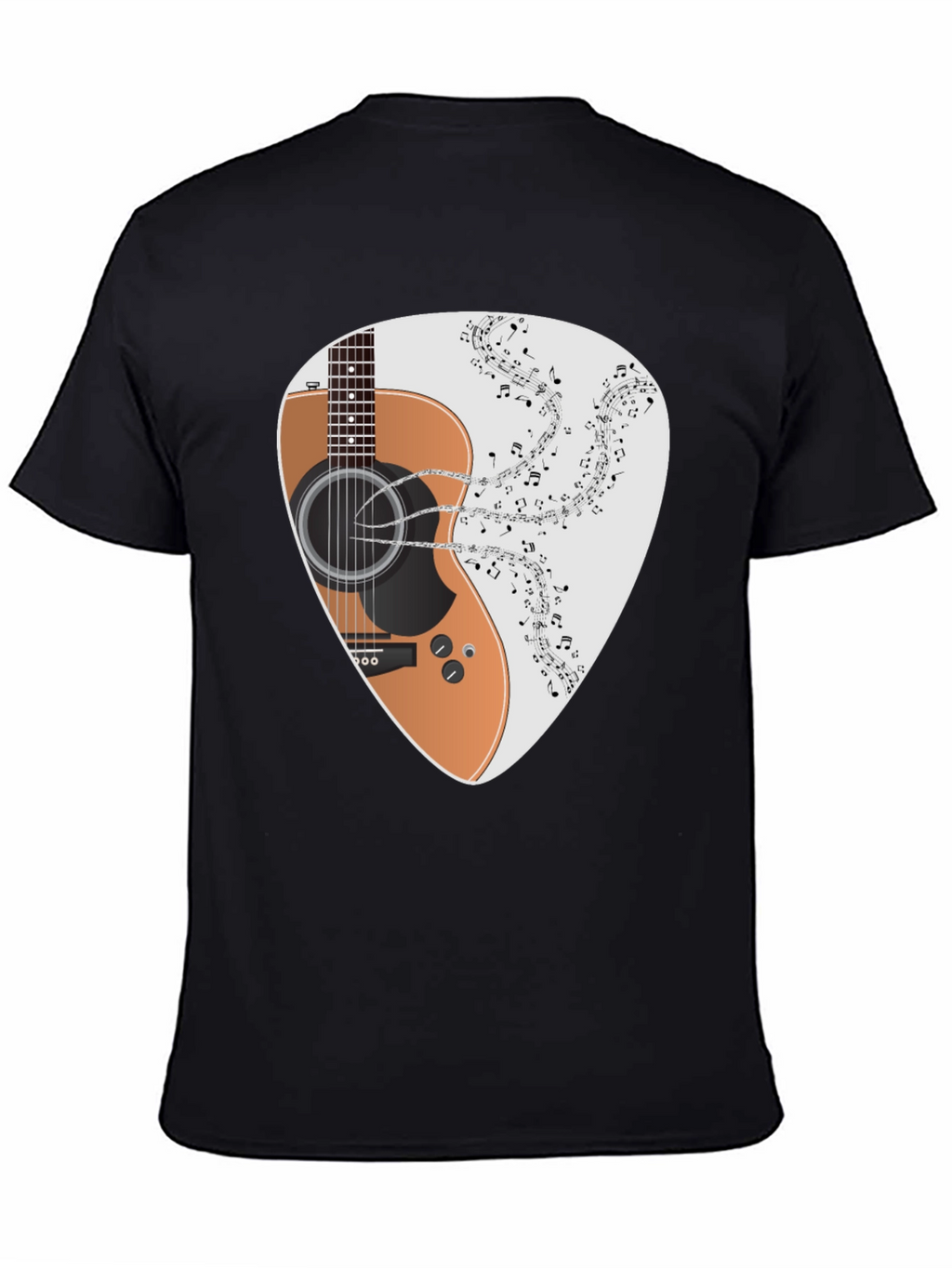 Guitar Music Note Graphic Black T-Shirt