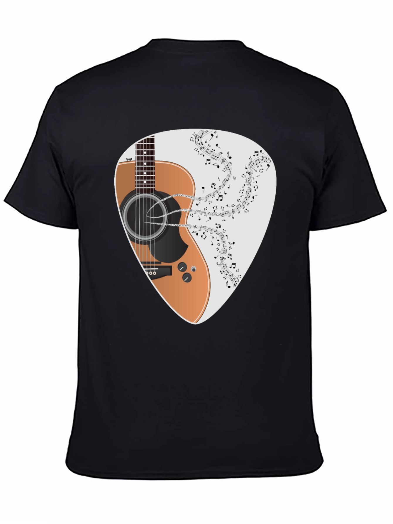 Guitar Music Note Graphic Black T-Shirt