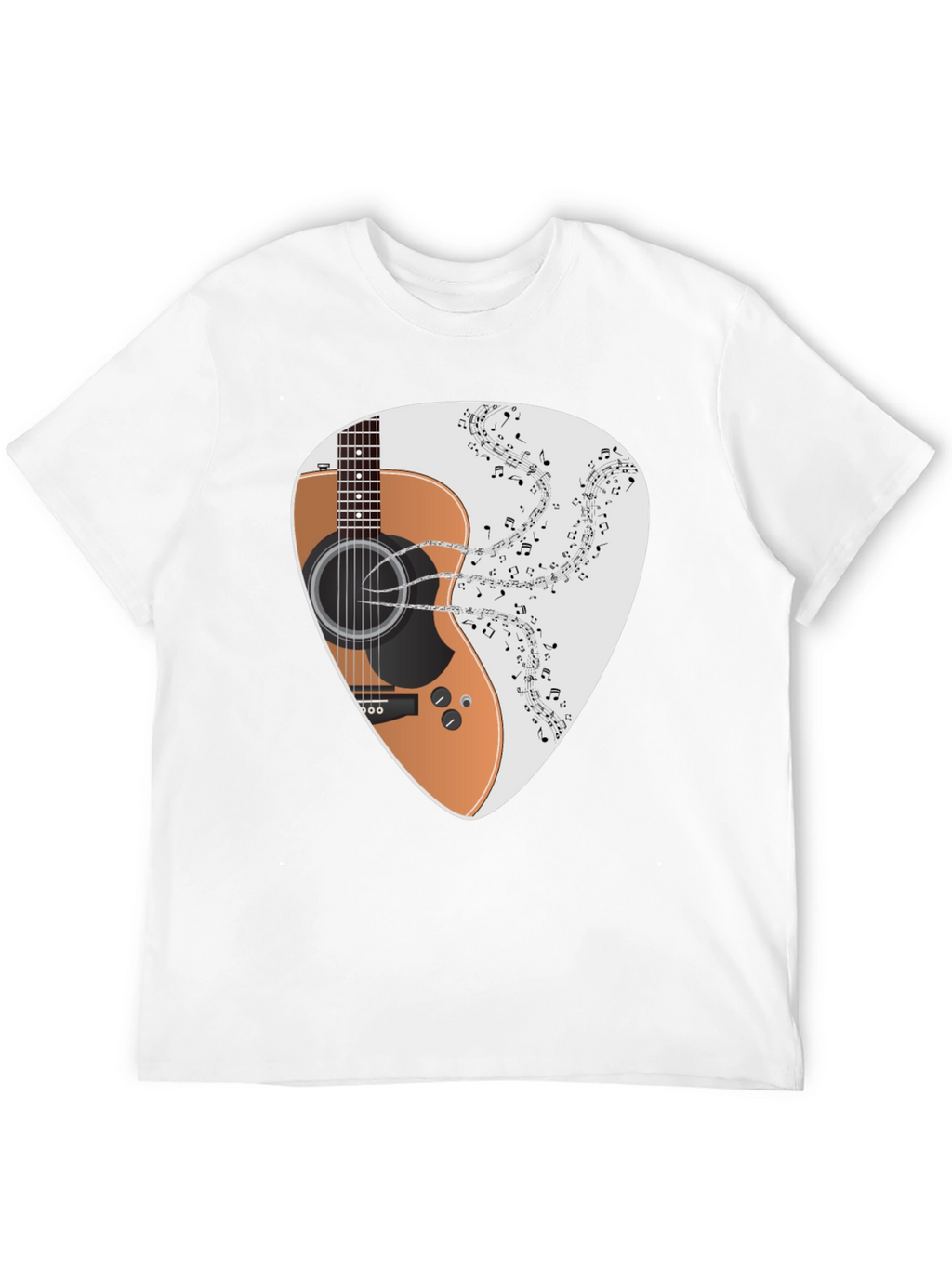 Guitar Music Note Graphic Black T-Shirt