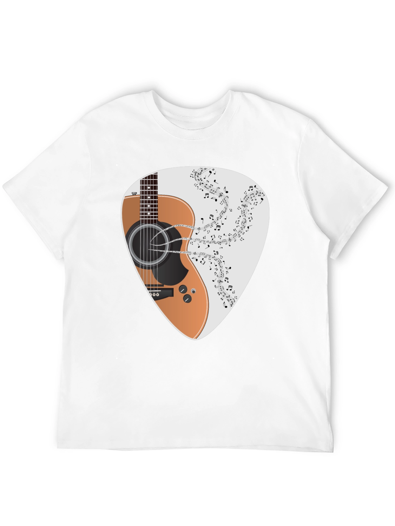 Guitar Music Note Graphic Black T-Shirt