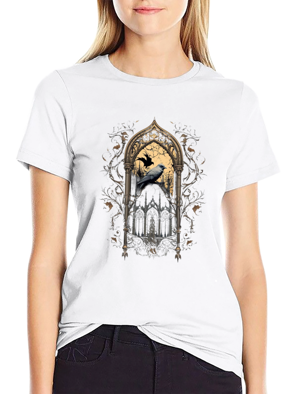 Gothic Raven Window Graphic Tee