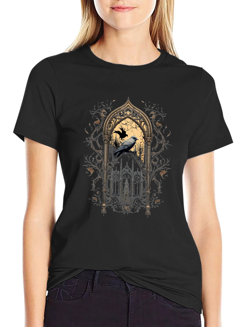 Gothic Raven Window Graphic Tee