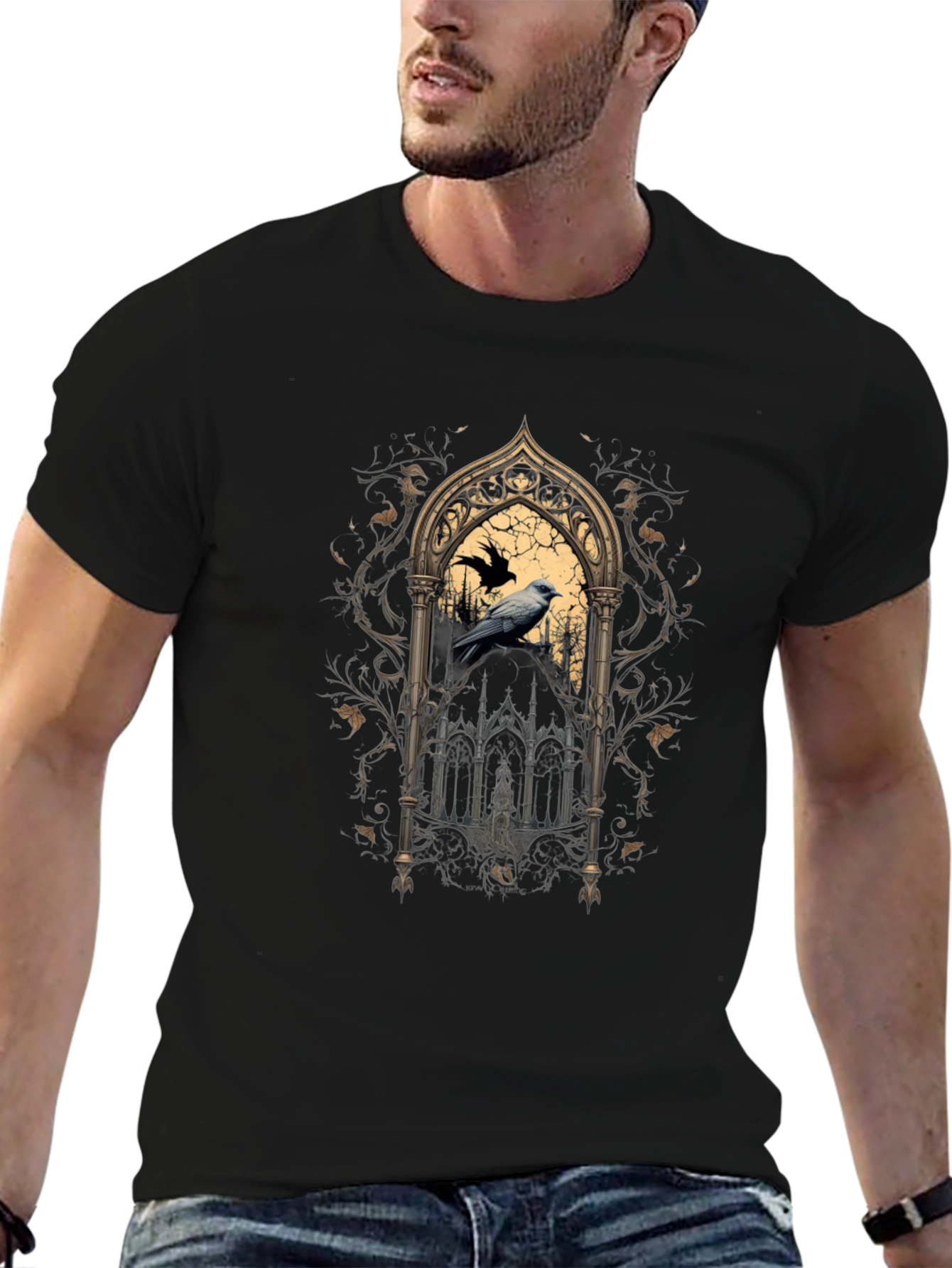 Gothic Raven Window Graphic Tee