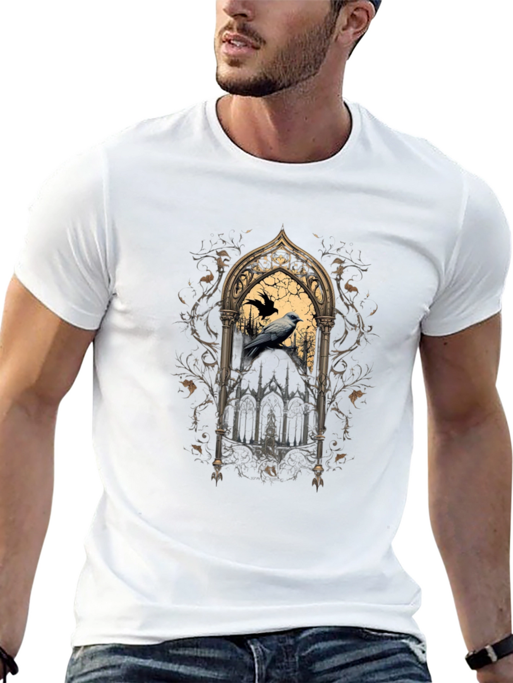 Gothic Raven Window Graphic Tee