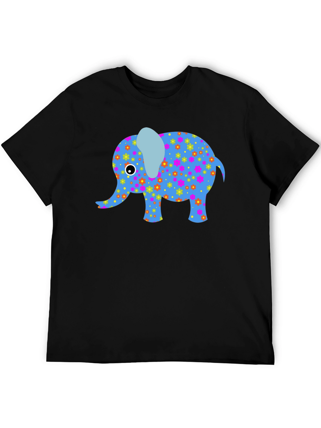 Floral Elephant Graphic Tee - Black
