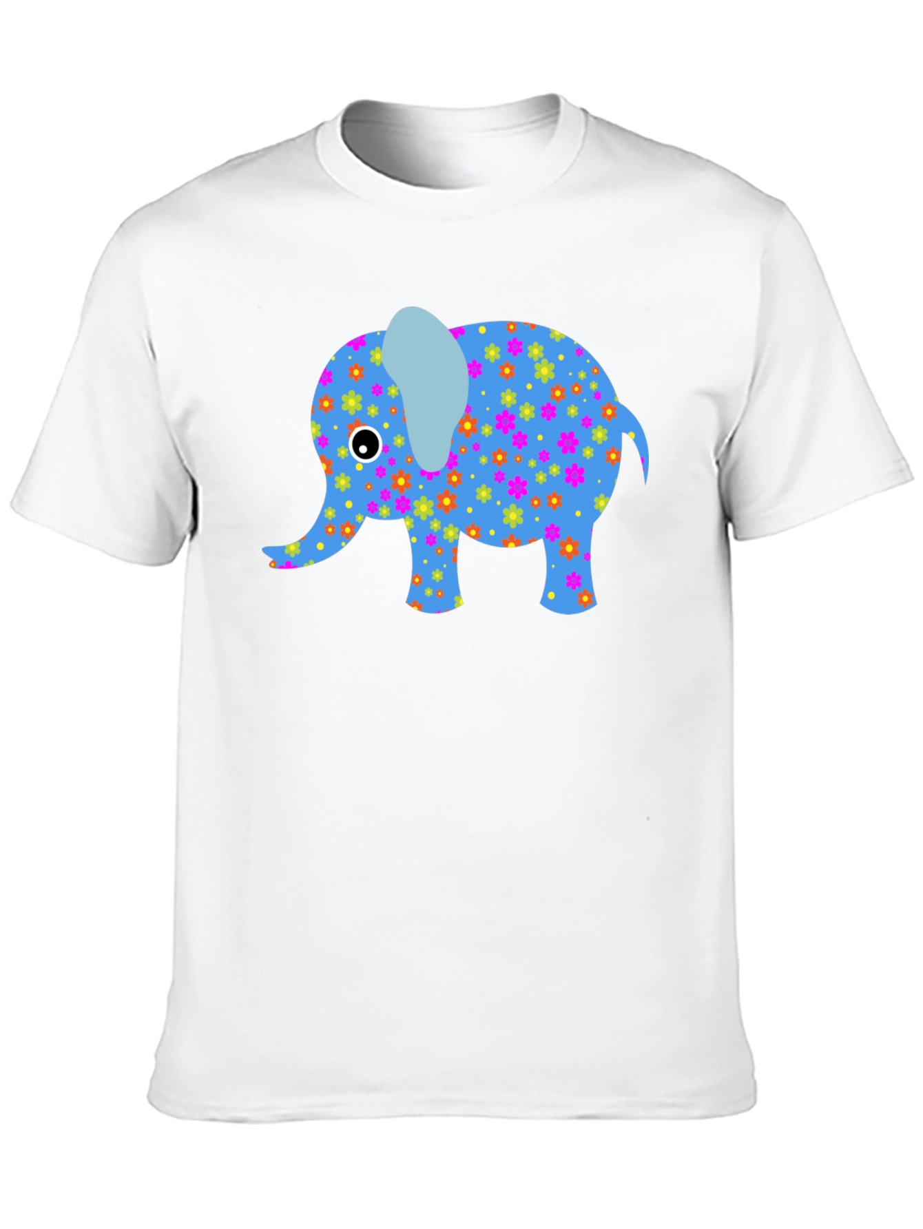 Floral Elephant Graphic Tee - Black