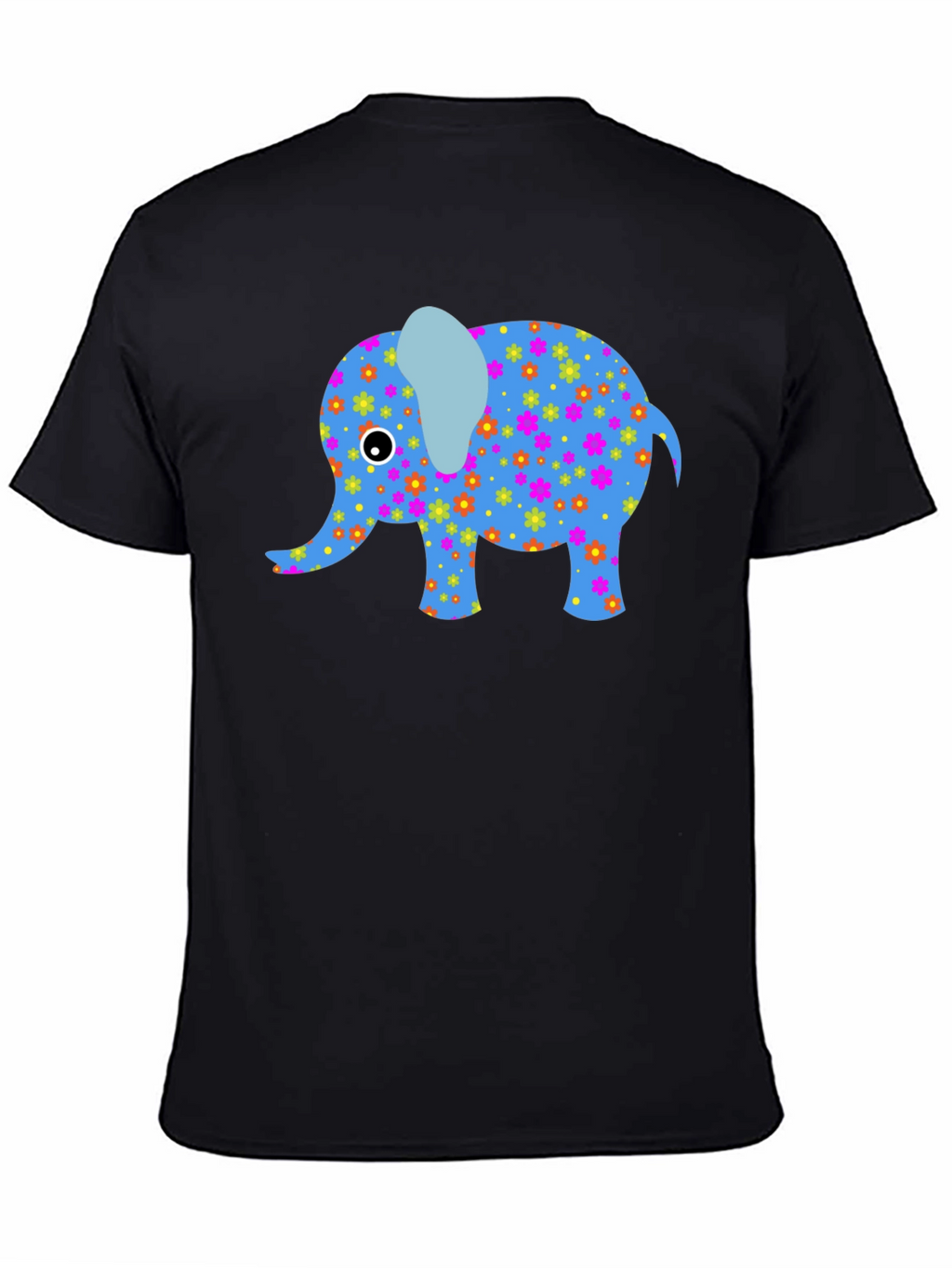 Floral Elephant Graphic Tee - Black
