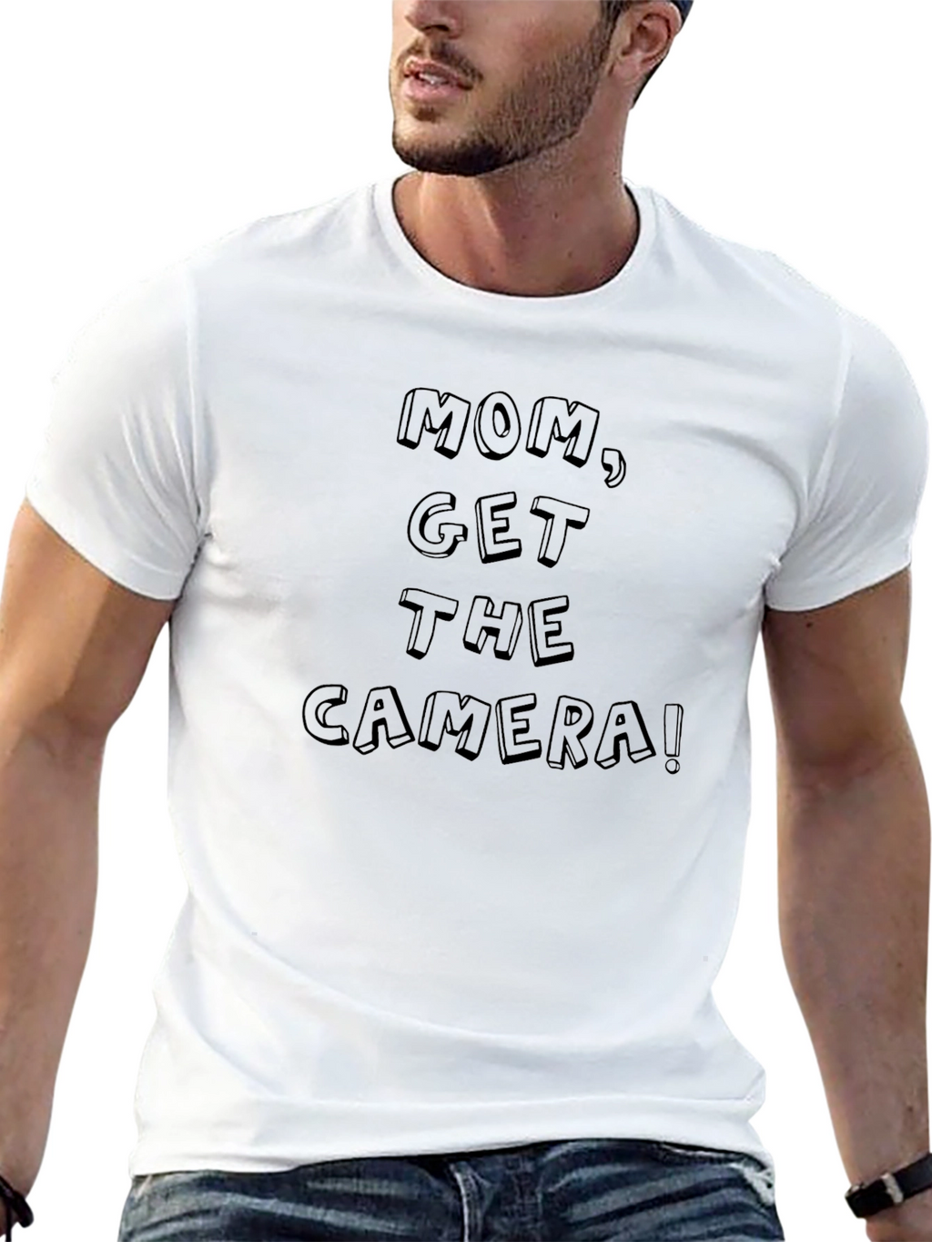 Funny Mom Get the Camera! Black Graphic Tee