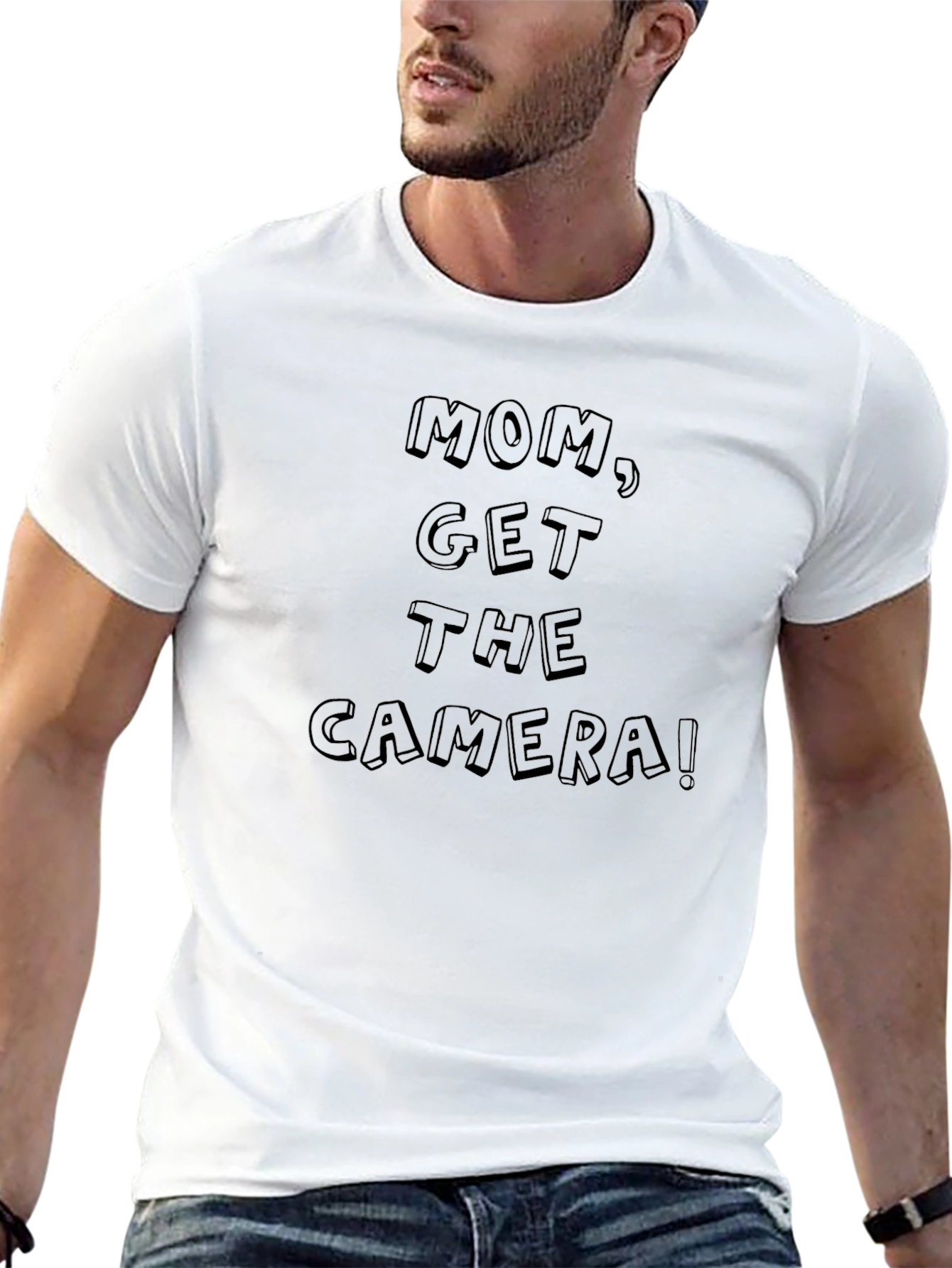 Funny Mom Get the Camera! Black Graphic Tee