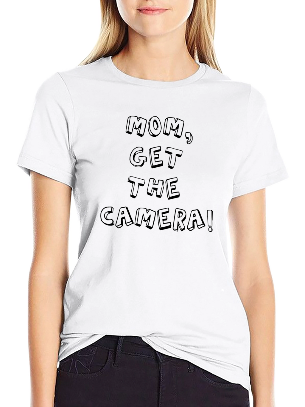 Funny Mom Get the Camera! Black Graphic Tee