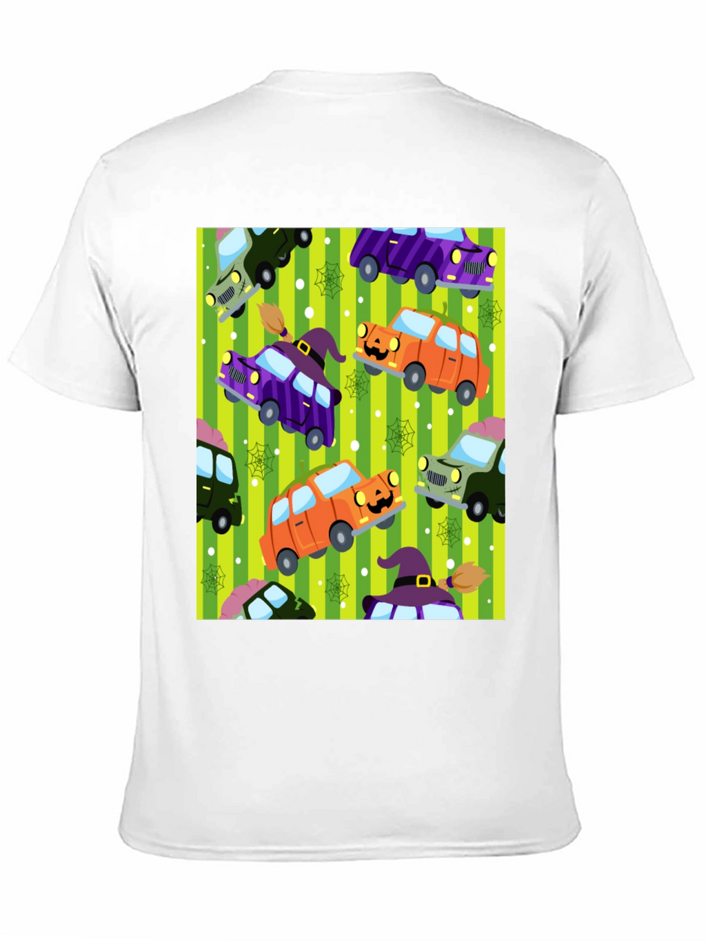 Halloween Cars Pattern Black T-Shirt