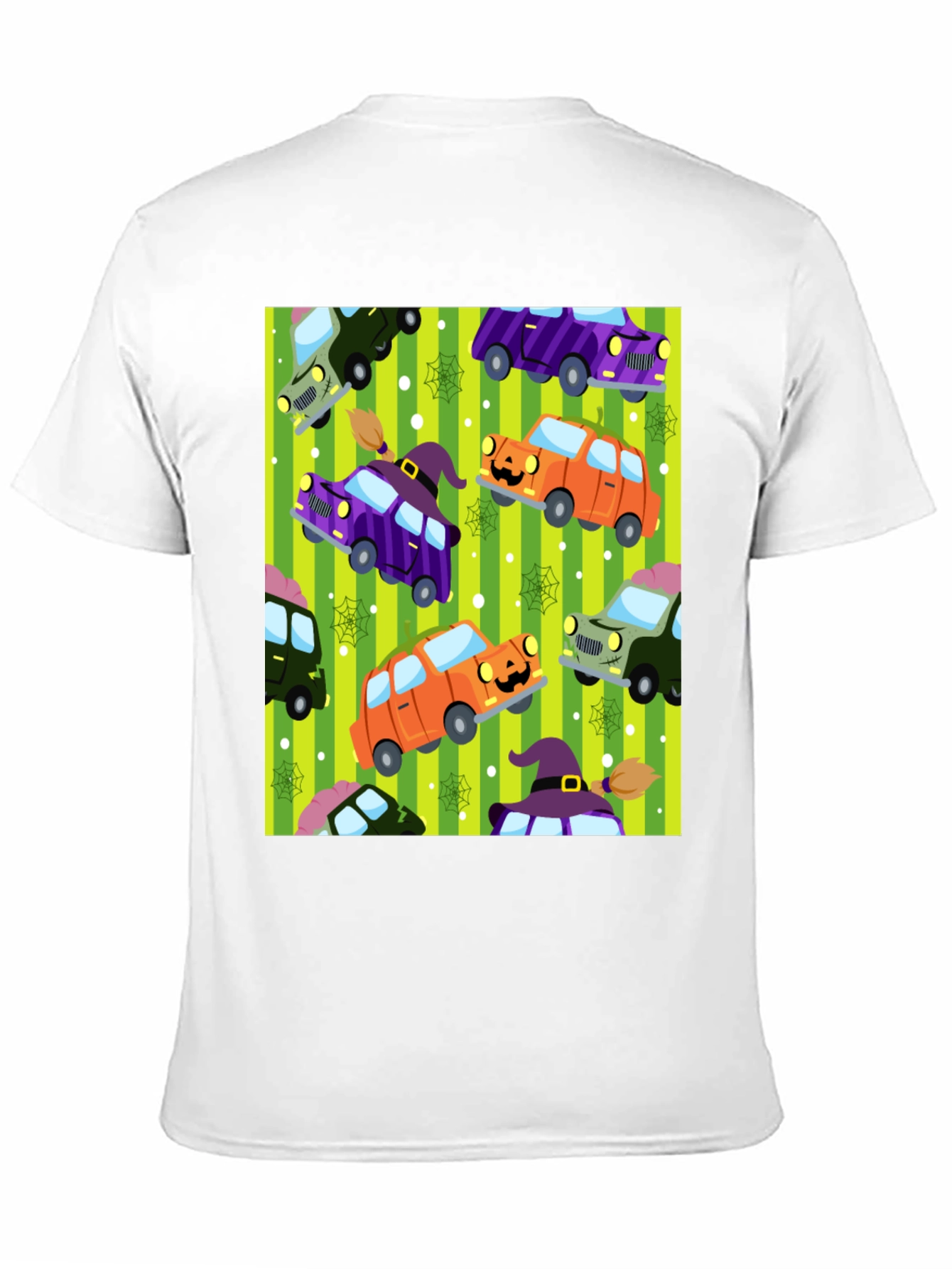 Halloween Cars Pattern Black T-Shirt