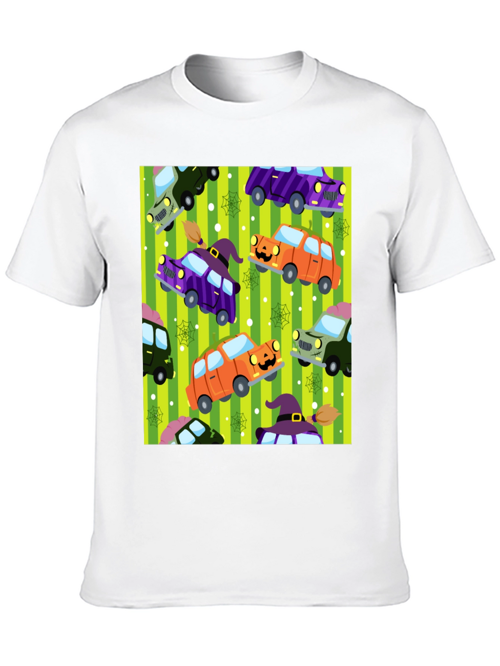 Halloween Cars Pattern Black T-Shirt