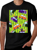 Halloween Cars Pattern Black T-Shirt