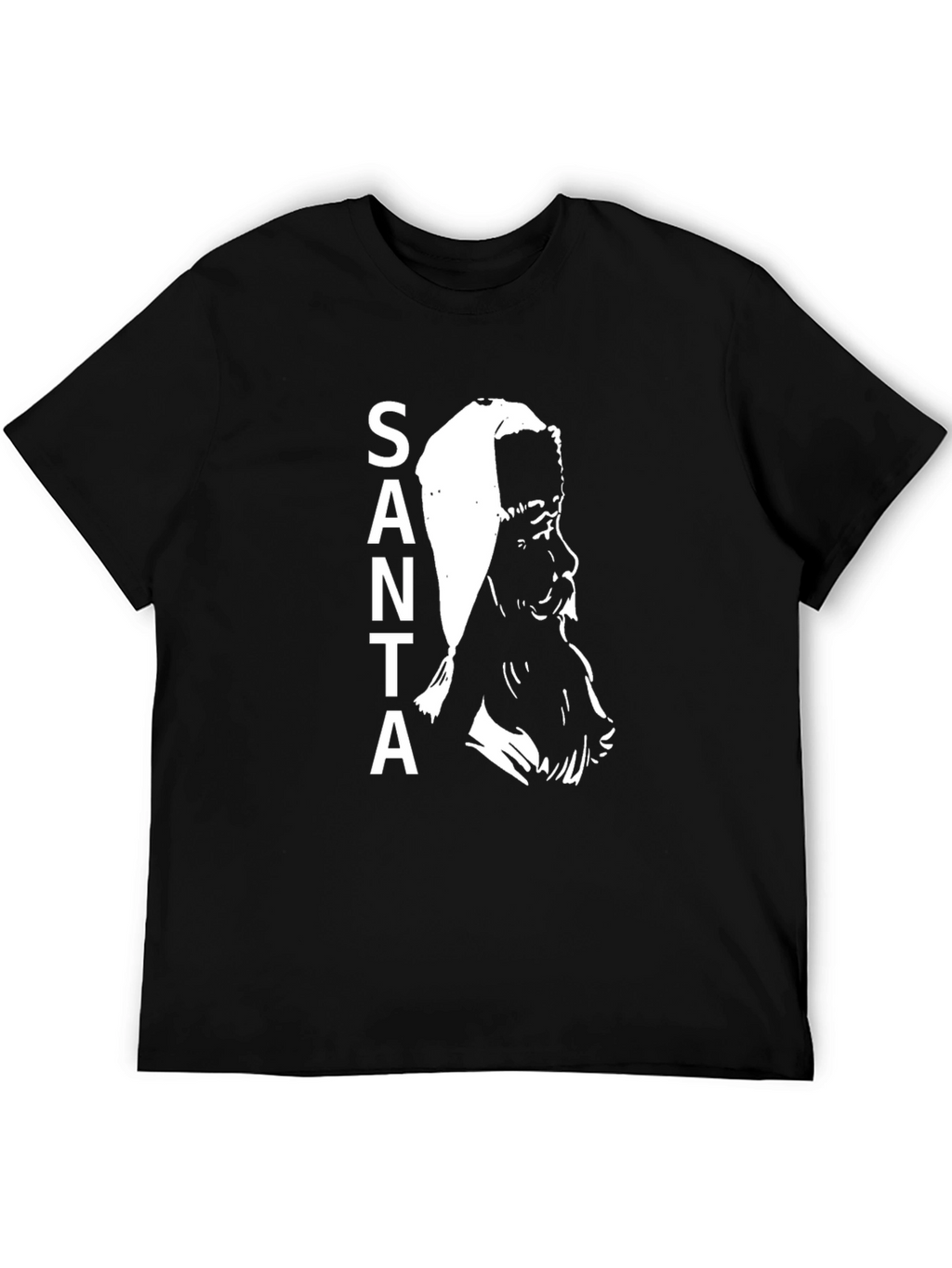 Santa Graphic Print Black T-Shirt