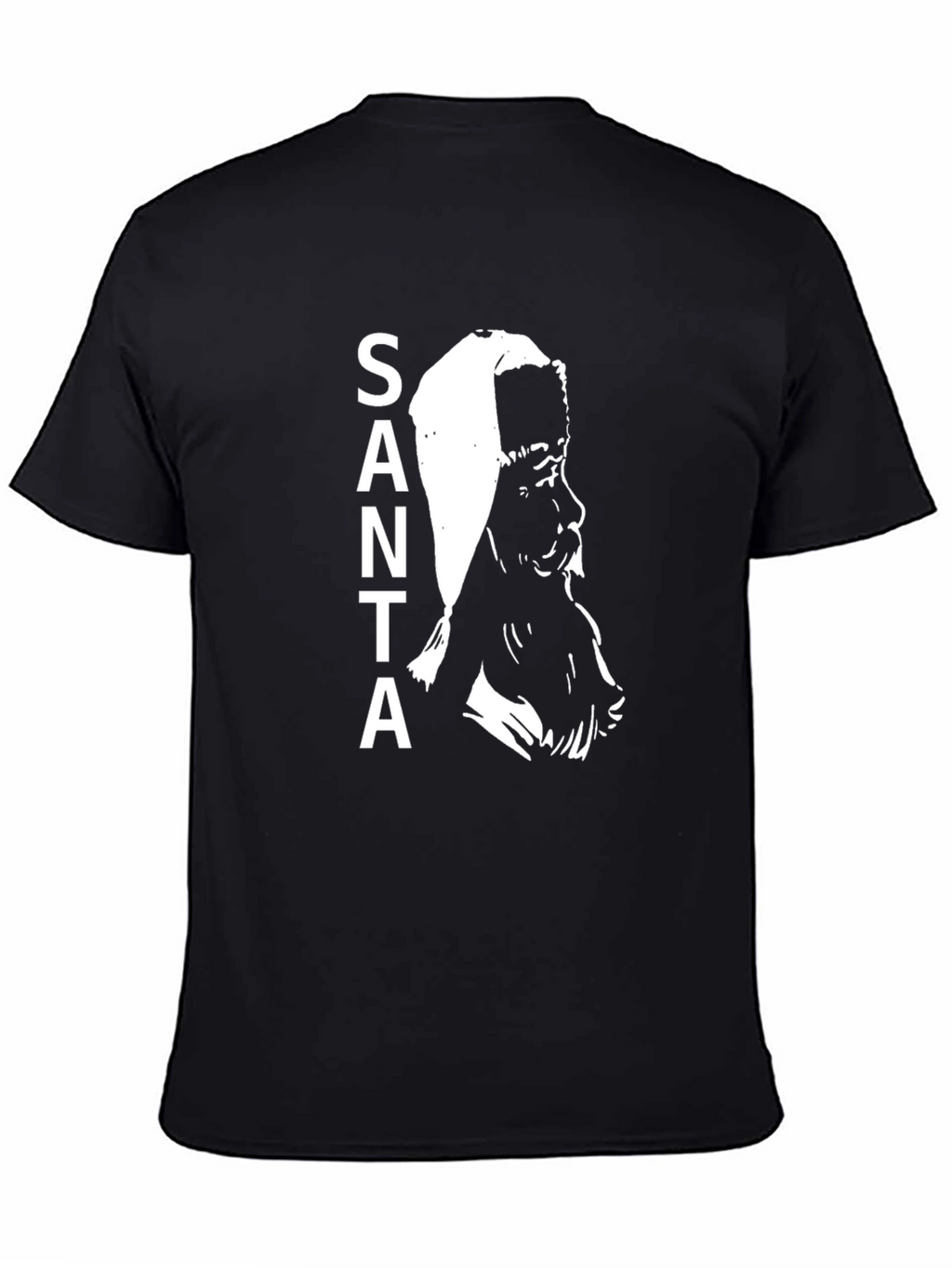Santa Graphic Print Black T-Shirt