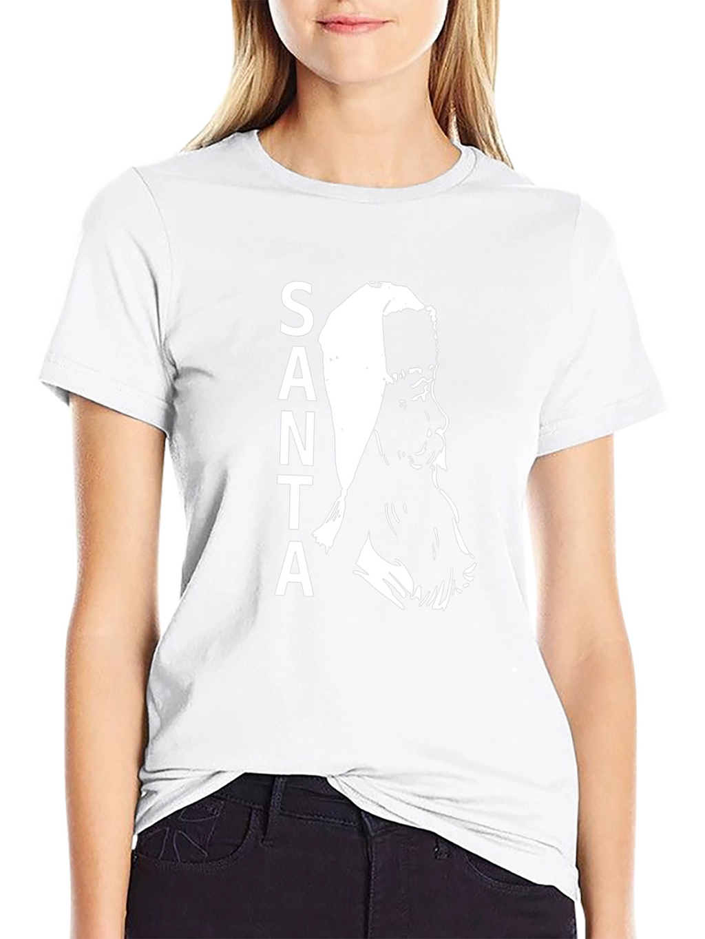 Santa Graphic Print Black T-Shirt