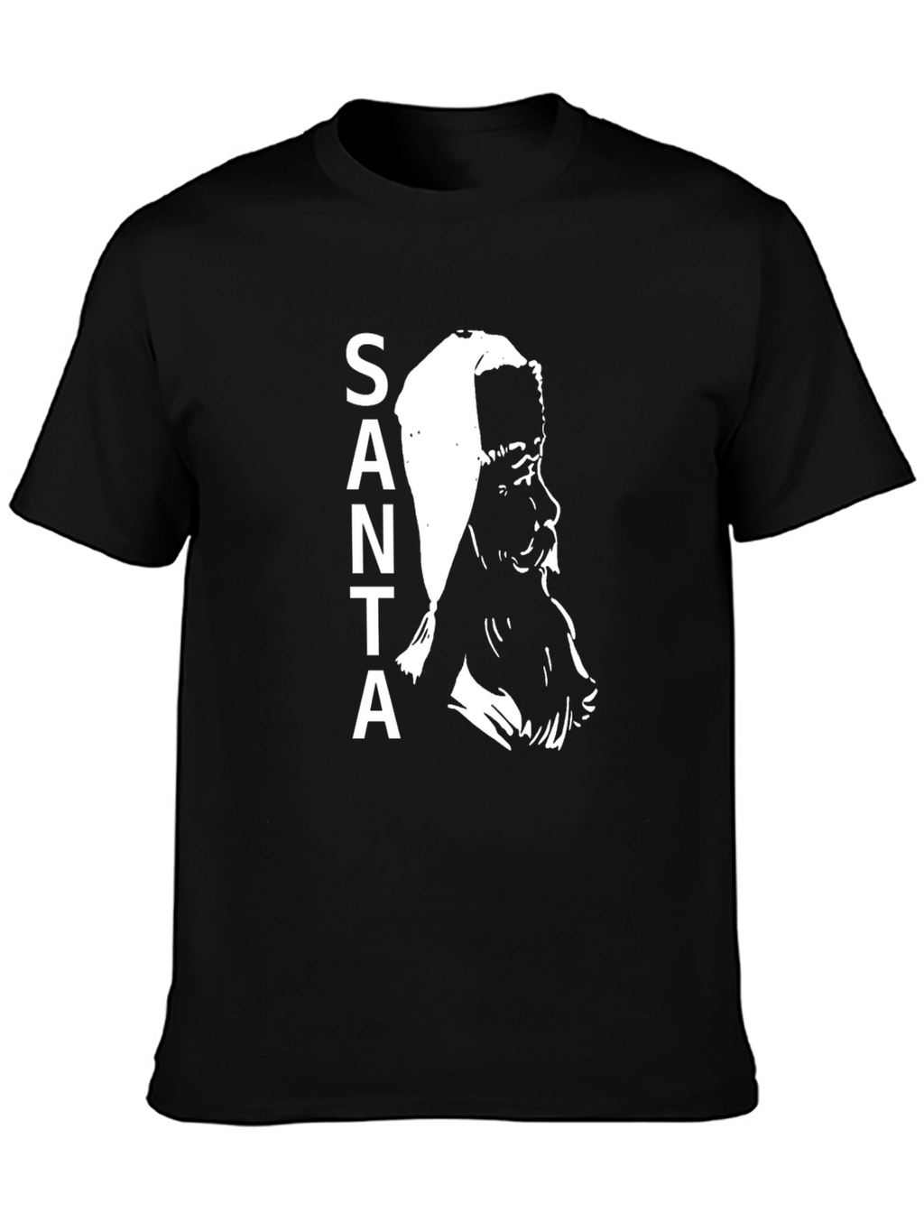 Santa Graphic Print Black T-Shirt