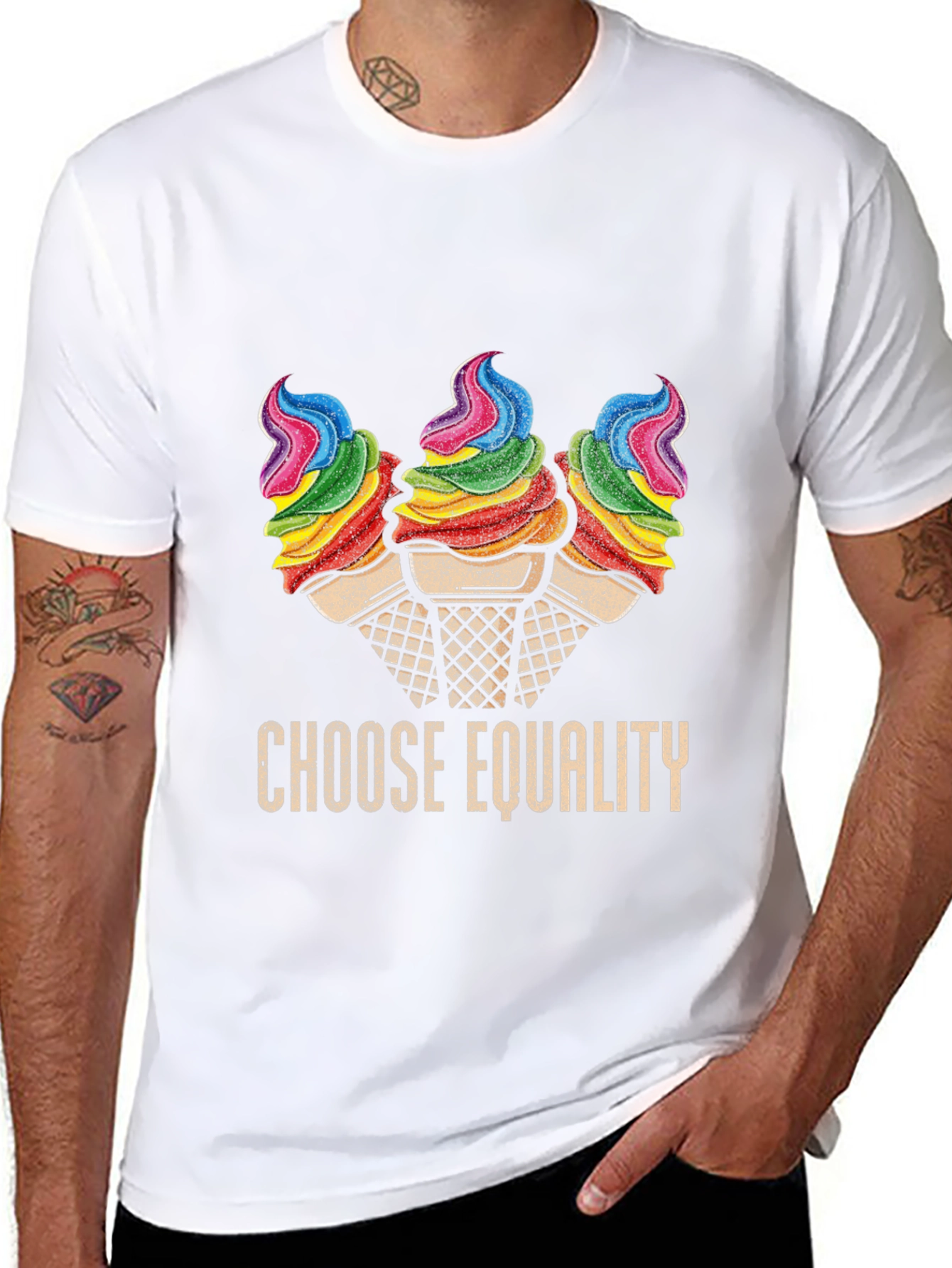 Choose Equality Rainbow Ice Cream Graphic Tee