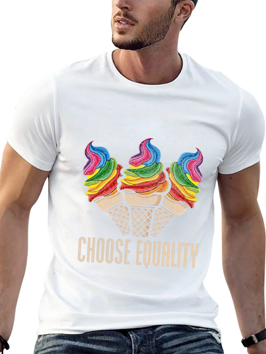 Choose Equality Rainbow Ice Cream Graphic Tee