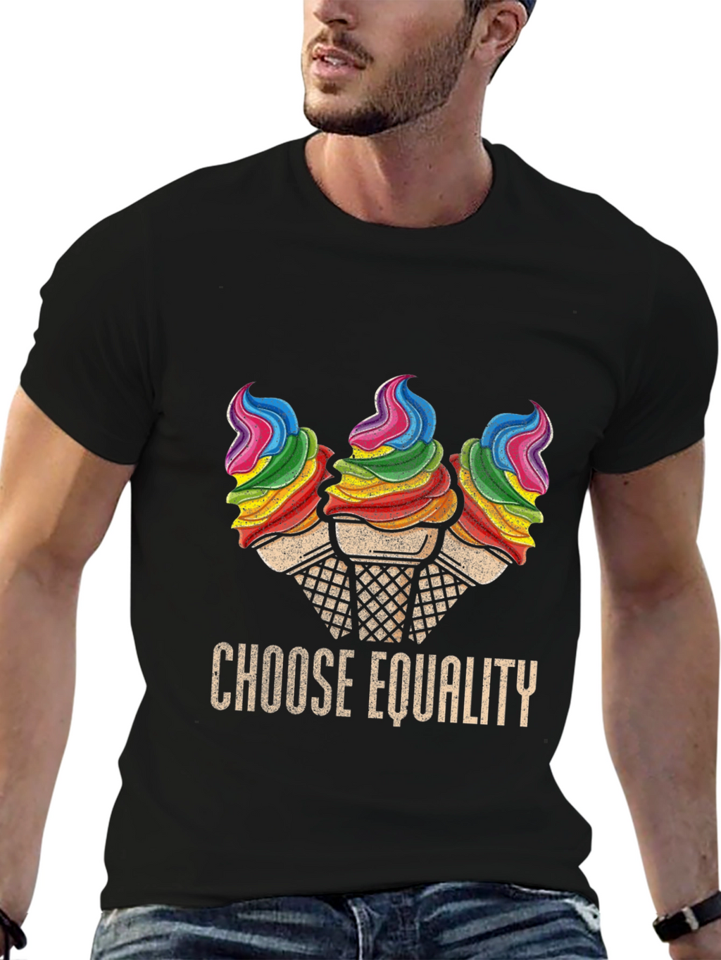 Choose Equality Rainbow Ice Cream Graphic Tee