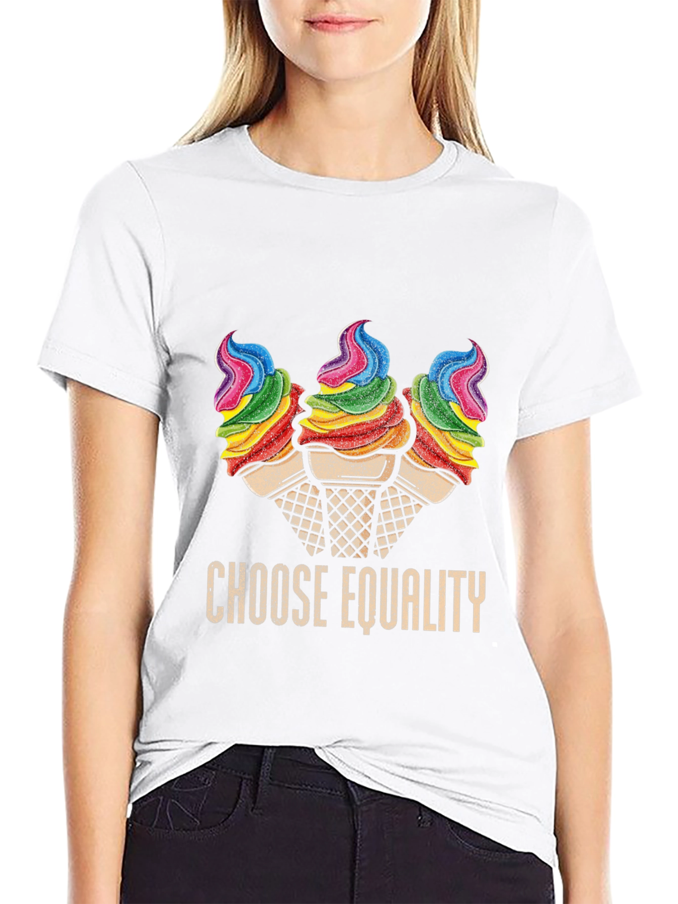 Choose Equality Rainbow Ice Cream Graphic Tee