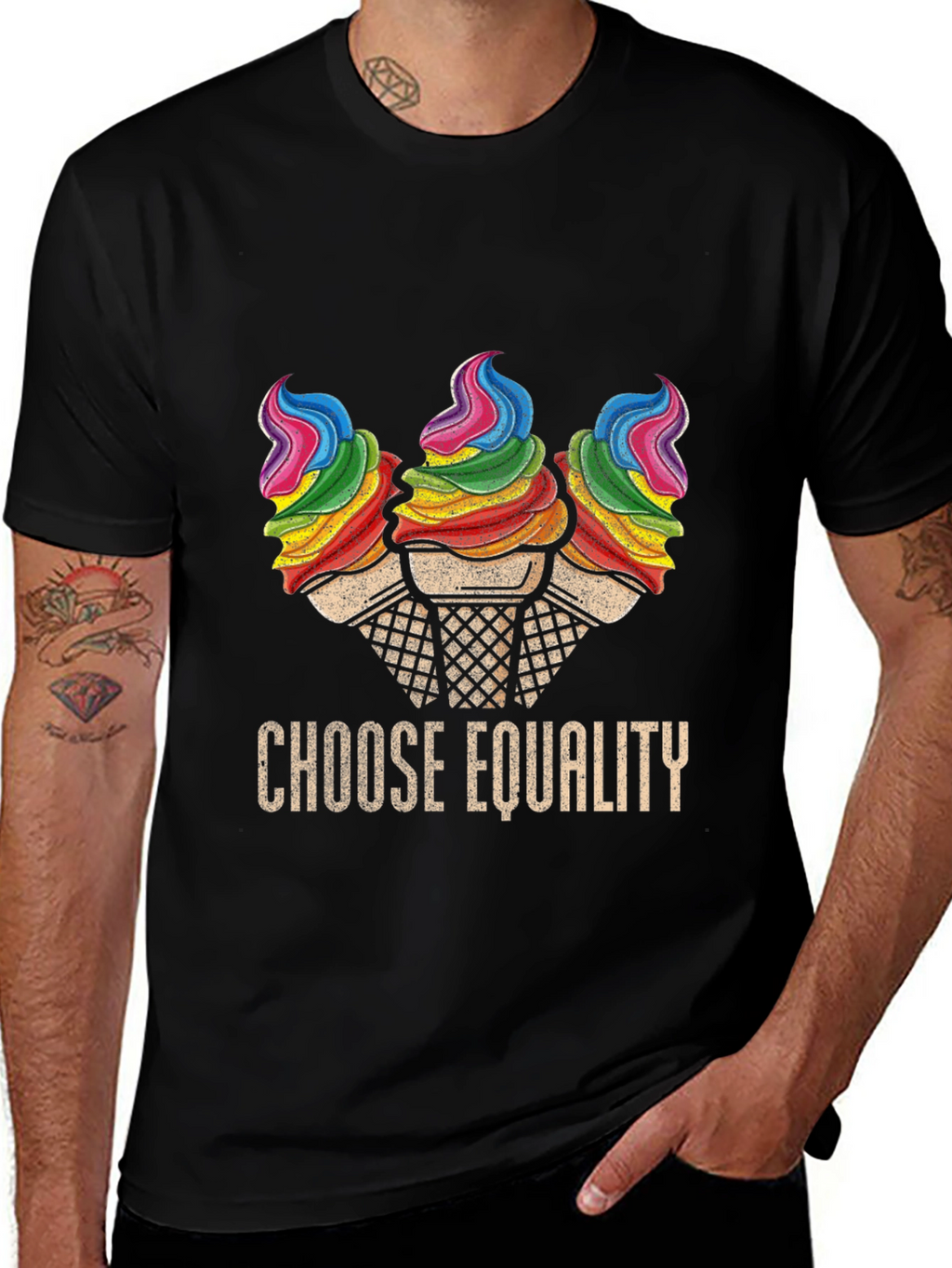 Choose Equality Rainbow Ice Cream Graphic Tee