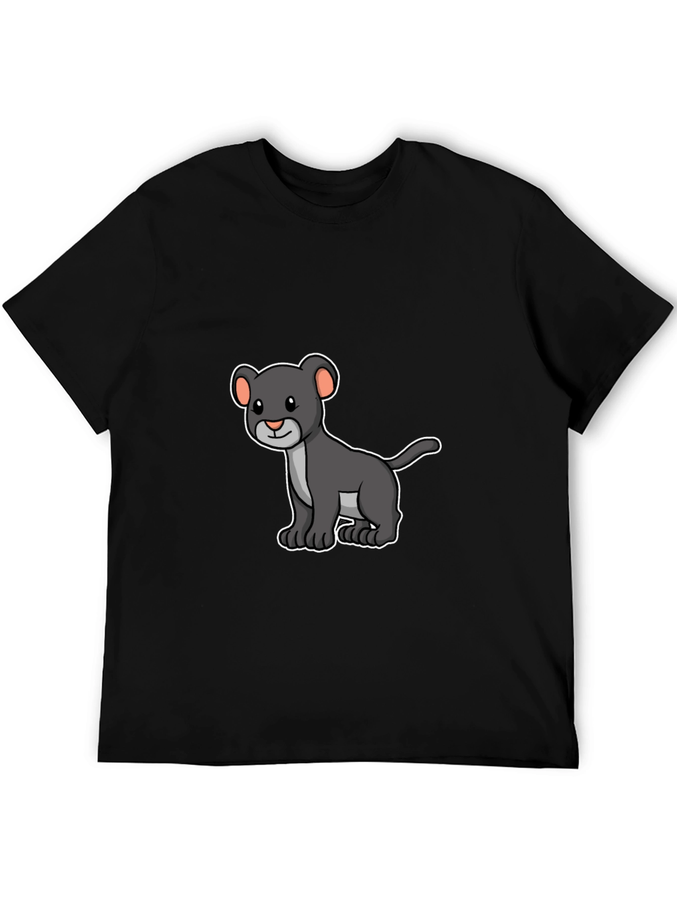 Black Panther Cub Graphic T-Shirt - Cartoon Design