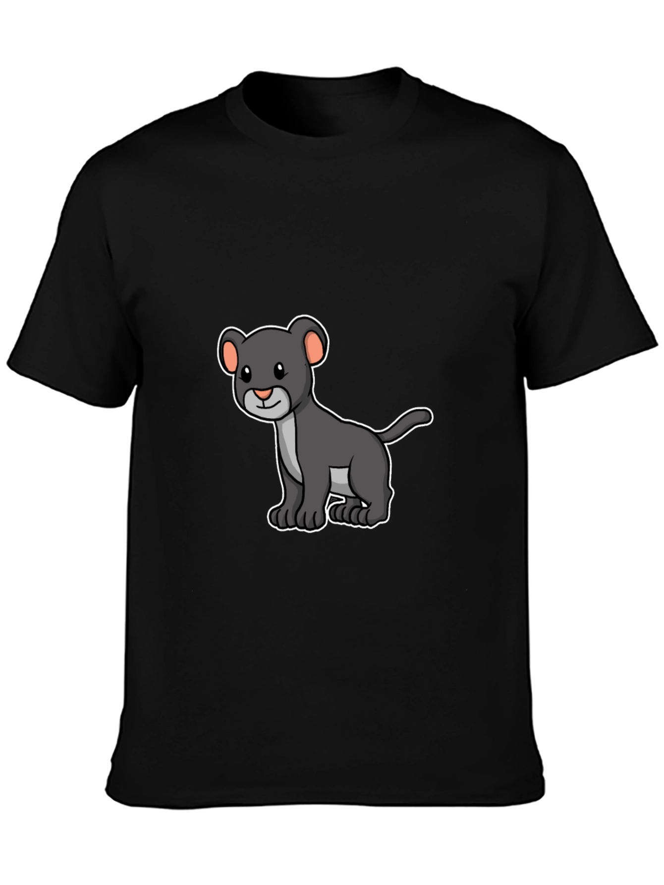 Black Panther Cub Graphic T-Shirt - Cartoon Design
