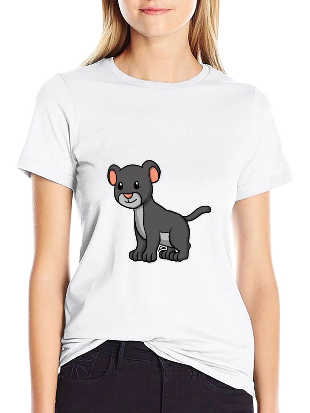 Black Panther Cub Graphic T-Shirt - Cartoon Design