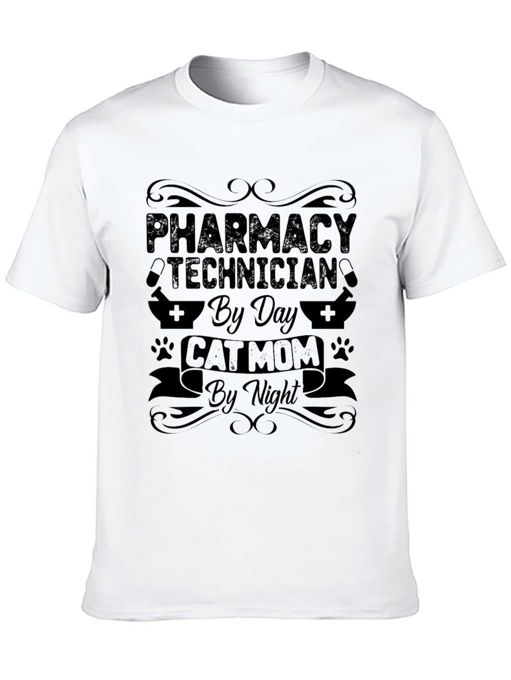 Pharmacy Technician Cat Mom Black T-Shirt