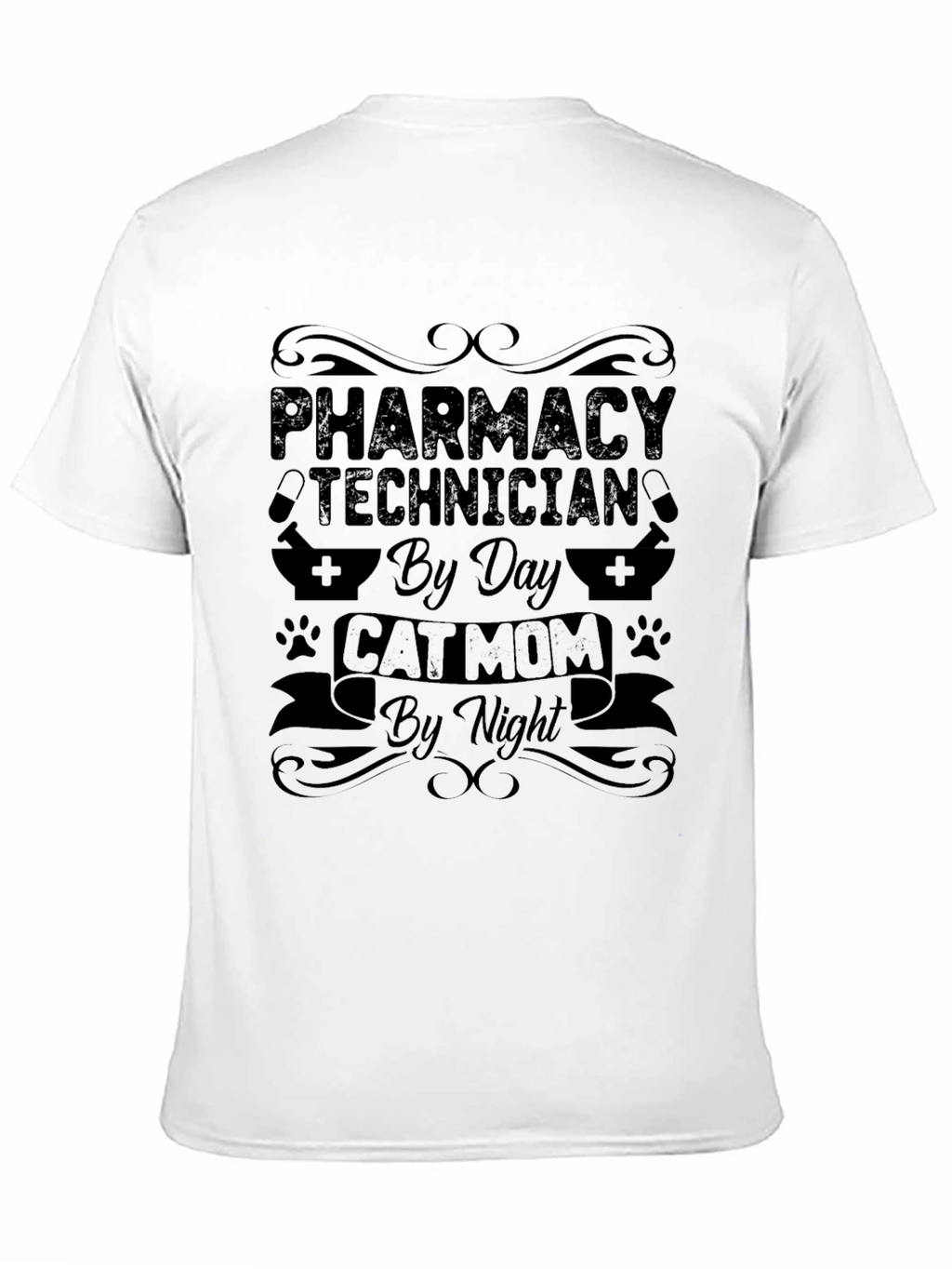Pharmacy Technician Cat Mom Black T-Shirt