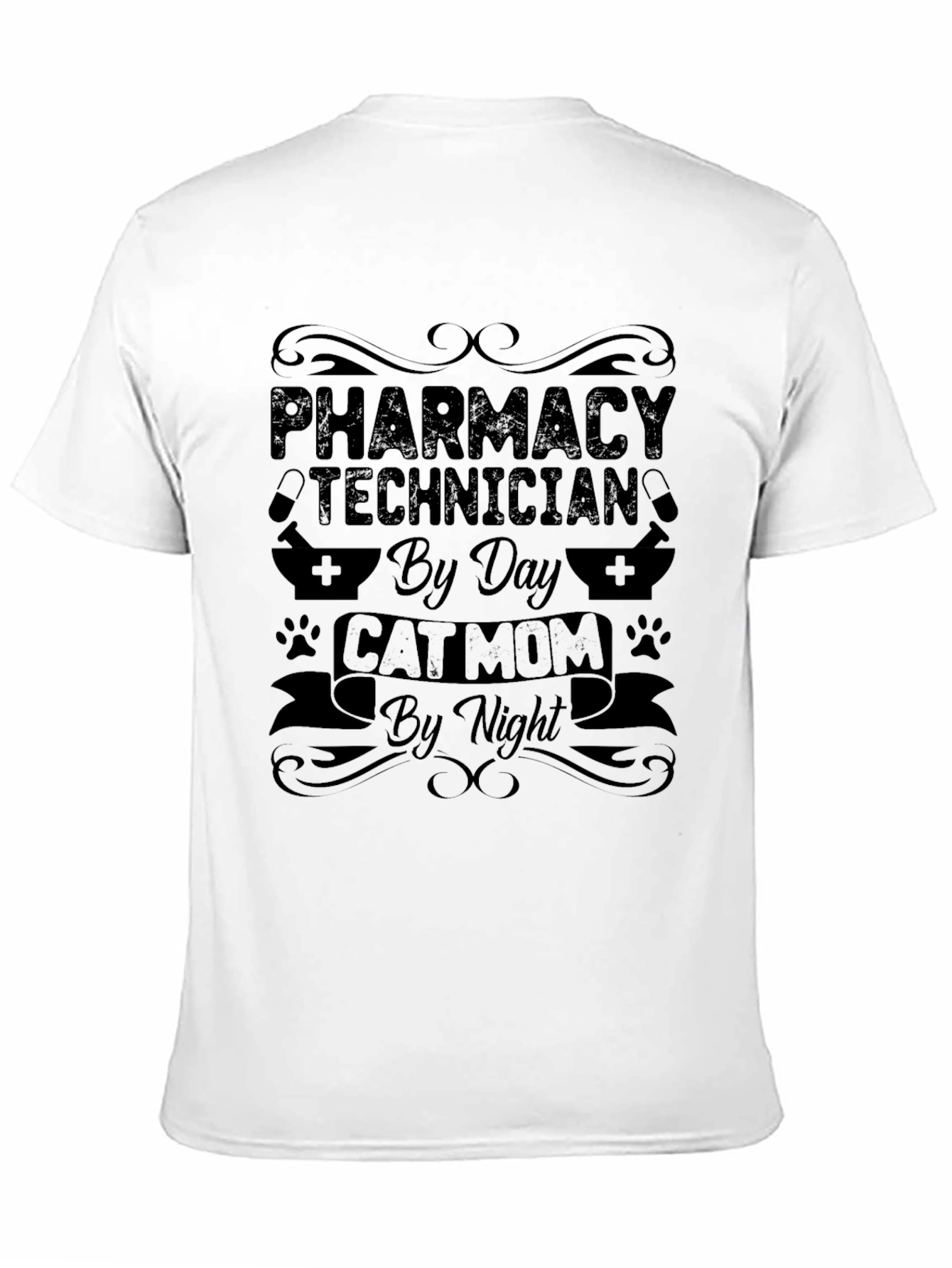 Pharmacy Technician Cat Mom Black T-Shirt
