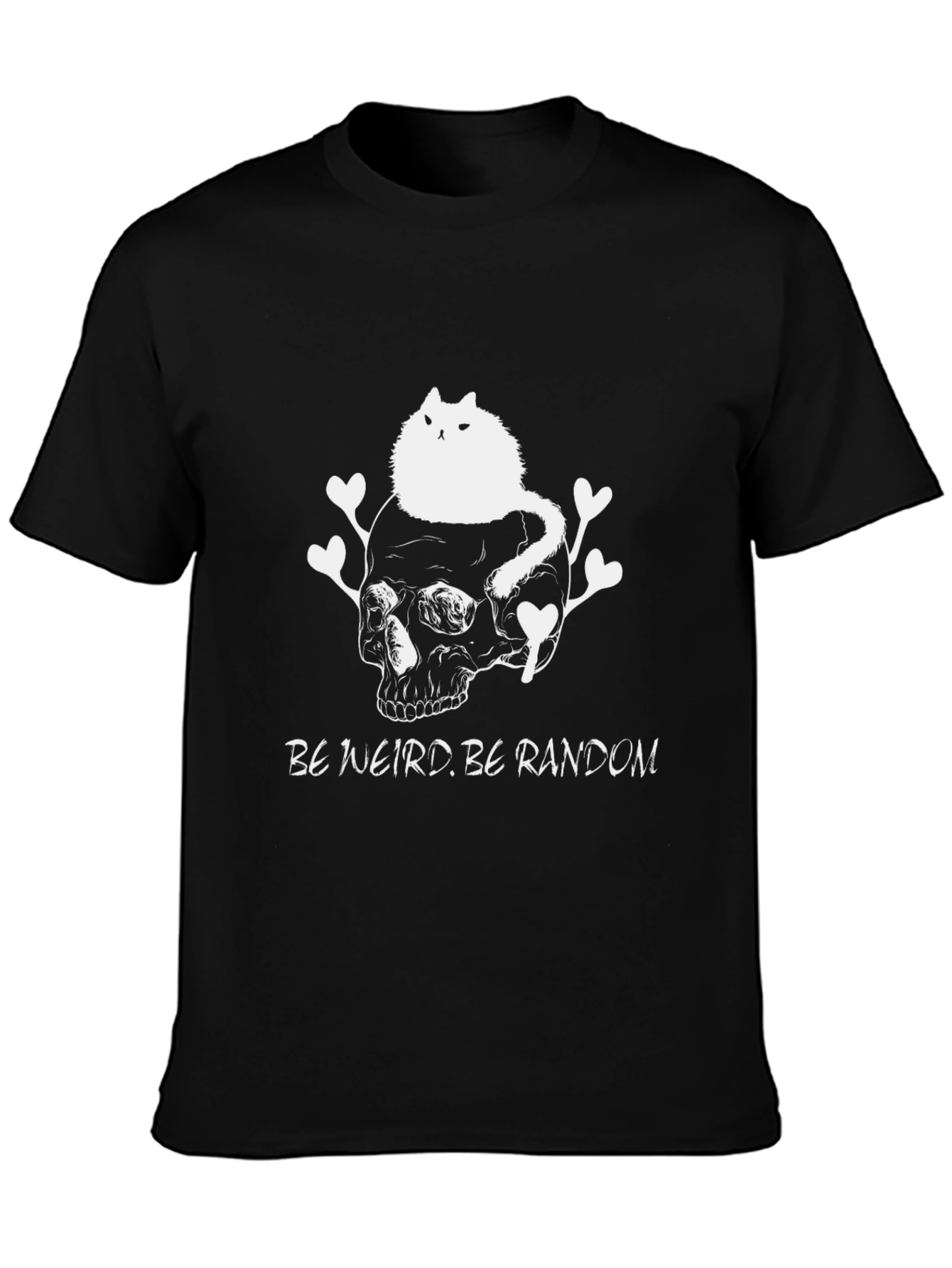 Be Weird T-Shirt with Cat Skull Design