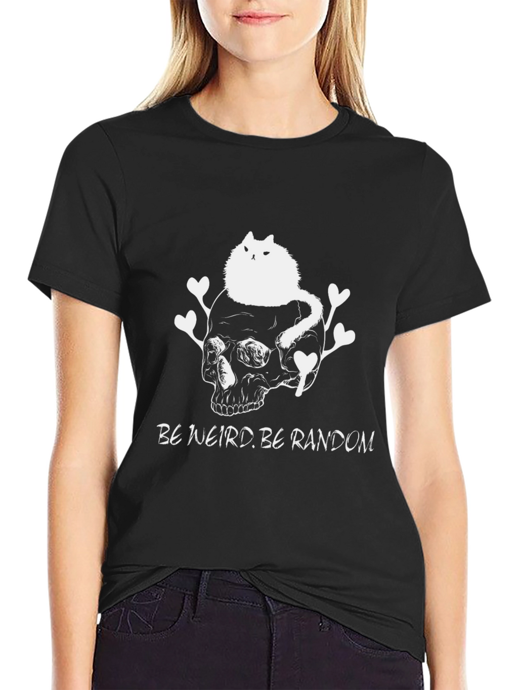 Be Weird T-Shirt with Cat Skull Design