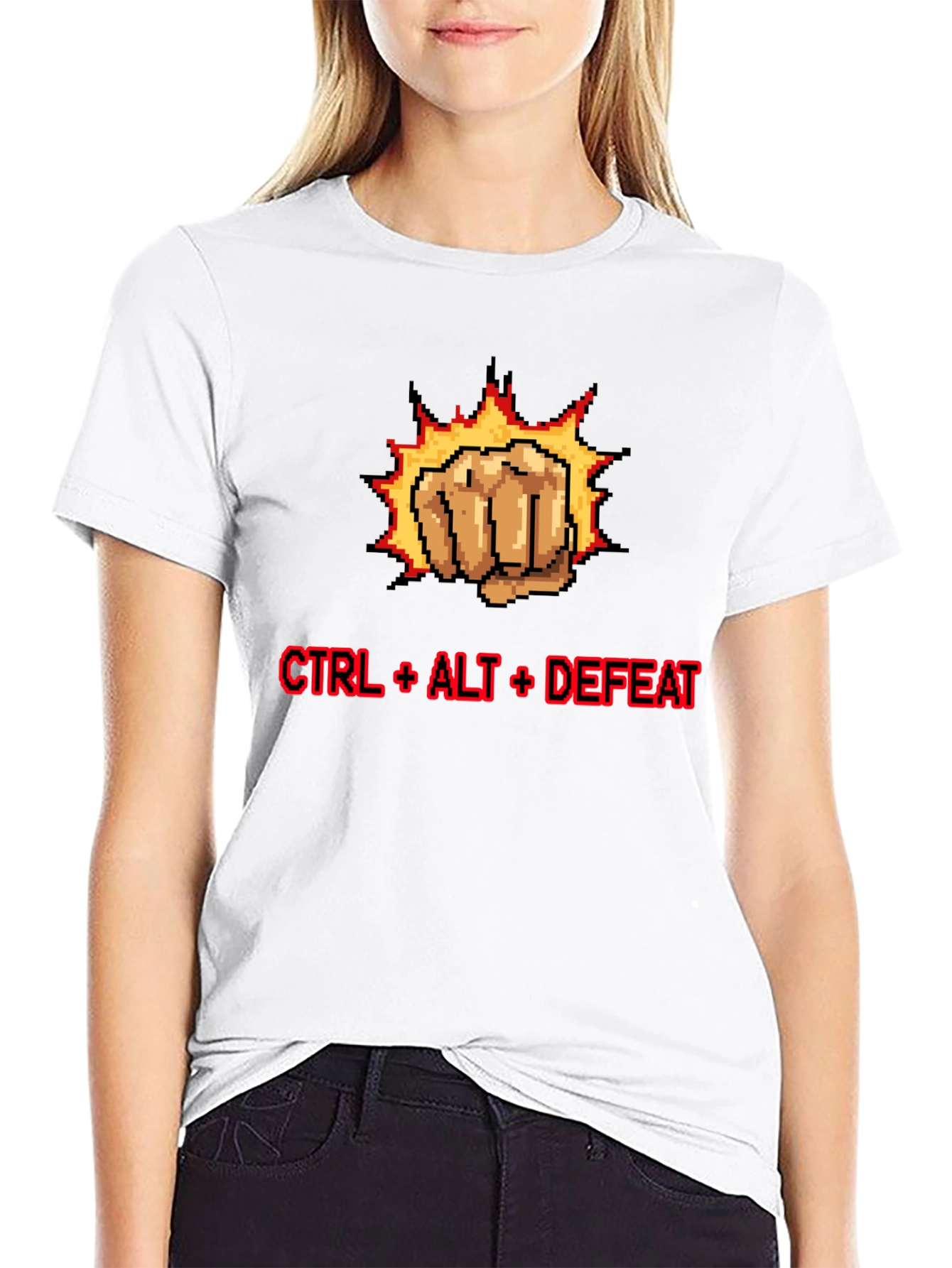 CTRL + ALT + DEFEAT Punch Pixelated T-Shirt