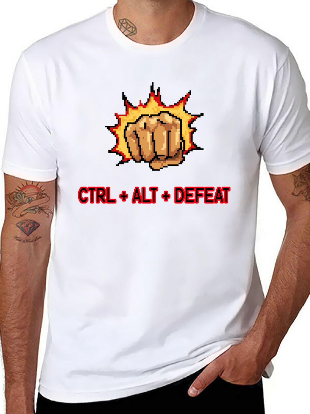 CTRL + ALT + DEFEAT Punch Pixelated T-Shirt