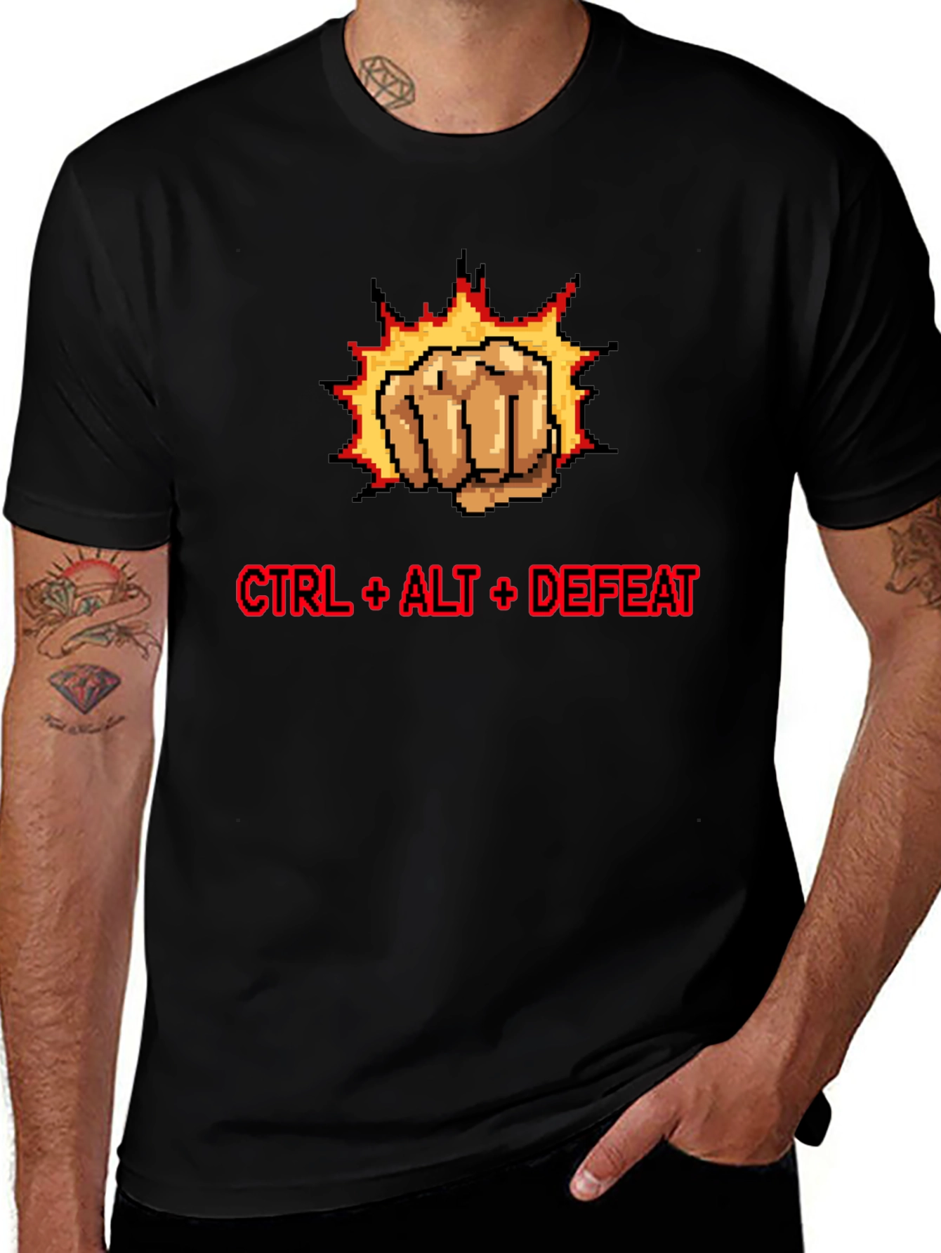 CTRL + ALT + DEFEAT Punch Pixelated T-Shirt