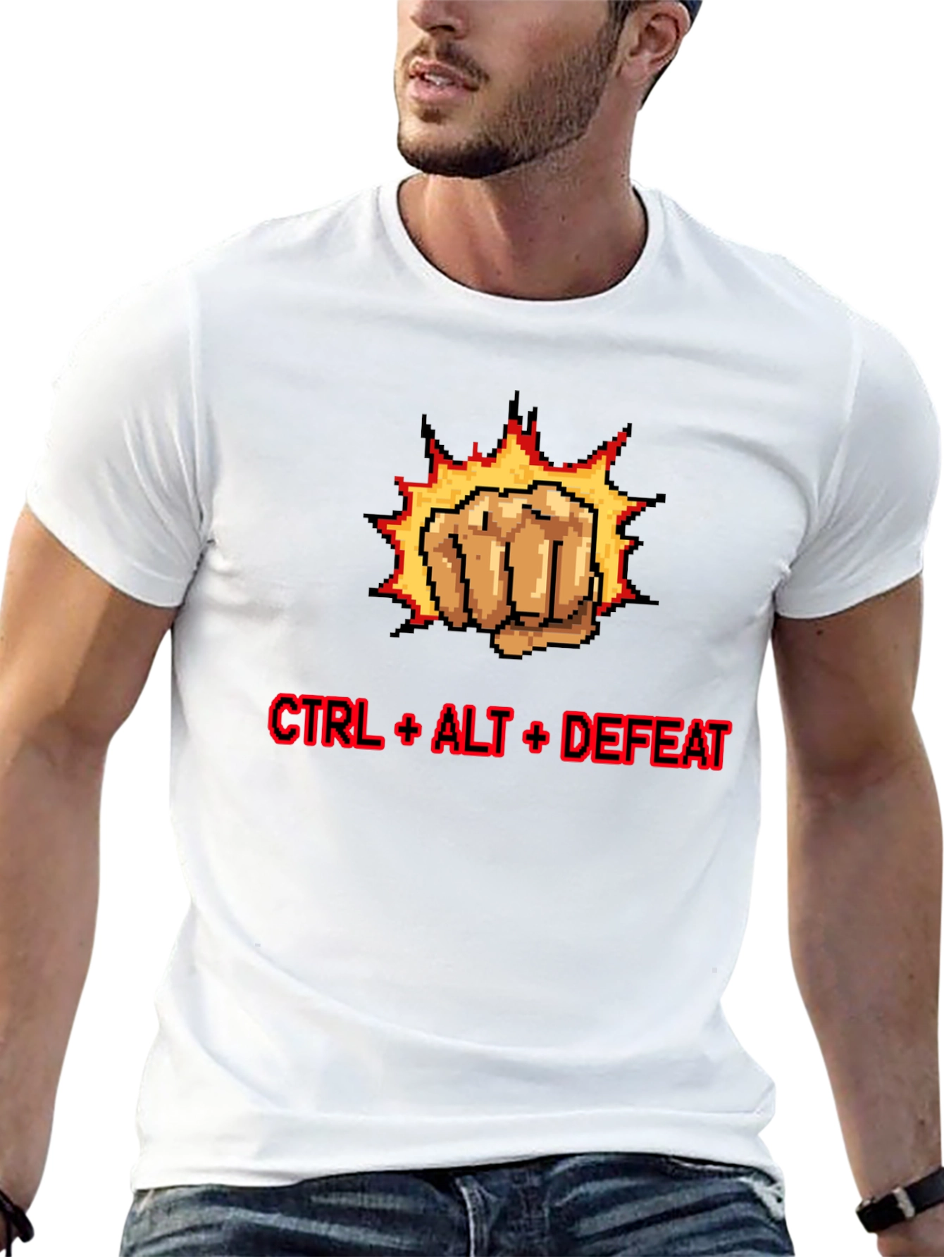 CTRL + ALT + DEFEAT Punch Pixelated T-Shirt