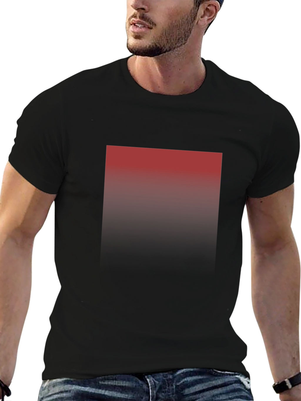 Gradient Square Graphic Black T-Shirt